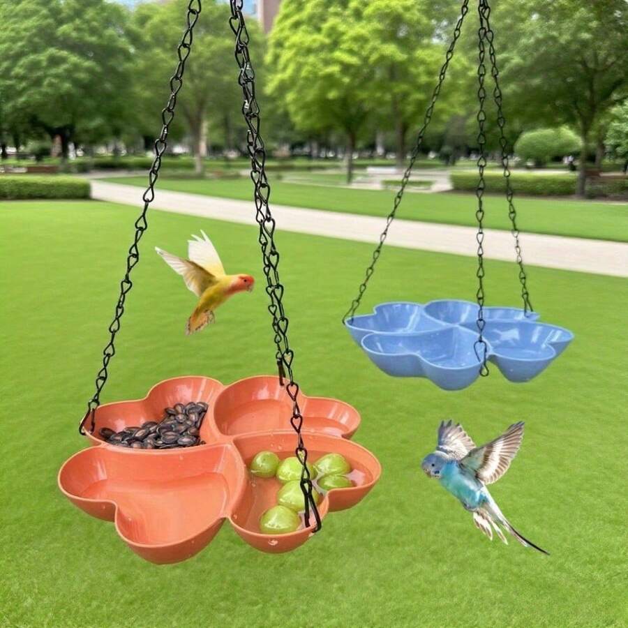 1 Piece/Outdoor Garden Terrace Hanging Bird Bowl/Bird Feeder - Durable Plastic, Bird Feeding Station/Garden Decorative Bird Feeder, Multi-Functional, For Feeding Food And Water, Easy To Install, Suitable For Parrots And Hummingbirds, Wild Birds