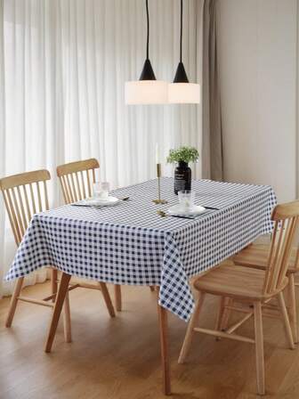 PVC Plastic Material Blue Checkered Tablecloth Simple Design Tablecloth Suitable For Outdoor Living Room Kitchen, Party, Festival Countertop Decoration.....