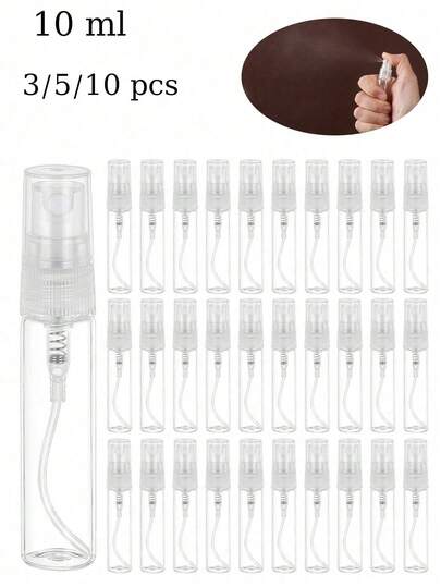 Conjunto de frascos de spray de perfume 3/5/10 peças dividido em 2 peças (mini frasco de spray de plástico transparente de 10 ml) e 4 peças de acessórios de perfume (conta-gotas pequeno, funil, isolador, conta-gotas de mola) Pulverizador de perfume pequeno portátil para limpeza, viagens, perfume, limpador Mini frasco de spray transparente vazio, atomizador de perfume vazio portátil recarregável, névoa fina, spray de perfume para enxaguatório bucal para limpeza, viagens e perfume Amostra de itens essenciais para viagem