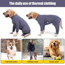 Dog Cold Weather Coat, Dog 4 Legged Pajama Bodysuit, Dog Winter Soft Clothes, Warm Sweater Jacket Pet Clothes, Stretchy Soft Dog Bodysuit Sweatshirt For Medium To Large Dogs - Multicolor - View 3