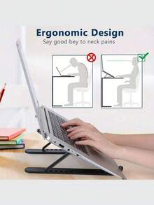 1PC Universal Laptop Tablet Stand, Hanging Plastic Folding Portable Stand, Easy To Increase Height And Heat Dissipation 7-Level Adjustable Portable Foldable Laptop Stand Cooling Holder ﻿,Laptop Stand, Desktop Folding, Mobile Phone, Tablet Height Increasing, Suspended Stand, Portable With Heat Dissipation Base