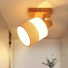 Glitzerlife LED Ceiling Spotlight 1/2/3/4 Flame Hallway Lamp - Ceiling Light Wooden Ceiling Lamp E14 Vintage Swiveling 350° Retro Ceiling Spot Spotlight Wall Spotlight Bedroom Kitchen, Without Light Source - 1 火焰 - 查看 1