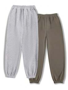 新款女士两件套保暖内衬休闲抽绳运动裤家居服女士运动裤睡衣秋冬休闲保暖内衬运动舒适裤适合居家户外运动聚会，秋季必备 - 彩色 - 查看 2