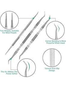 Zestaw 3 narzędzi do pielęgnacji wrastających paznokci u stóp, narzędzia do pedicure dla stóp, w tym podnośnik do paznokci u stóp i pilnik do paznokci u stóp, odpowiedni do leczenia wrastających paznokci u stóp - stal nierdzewna klasy medycznej, narzędzie do czyszczenia paznokci i pedicure, narzędzie do pielęgnacji paznokci u stóp - w zestawie pudełko do przechowywania