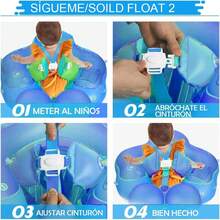 Flotador De Piscina Para NiñO Con Toldo, ProteccióN UPF50+, Flotador Inflable Para NiñO Con Parte Inferior De Apoyo De  De Piscina Para NiñO,Bomba Manual Incluida. - Azul - Ver 3