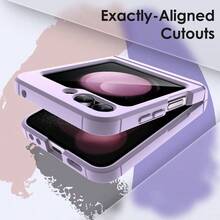 Z Flip 5 2023 With Hinge, Heavy Duty Rugged Protective Hard PC Phone Cover, Anti - Fingerprint Matte Black - Màu tím nhạt - Xem 5