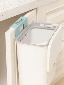 Hanging Trash Can With Adhesive Holder And  Handle 9 Liters With Lid Kitchen Living Room Bathroom - 乾枯玫瑰色 - 查看 6