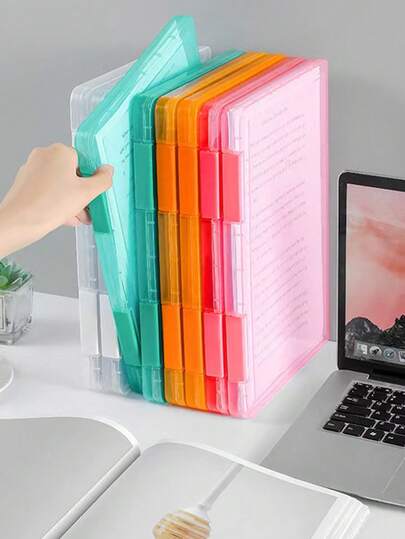 1 件简约桌面 A4 文件盒、A5 纸收纳盒、透明塑料收据整理盒、办公和学生用品