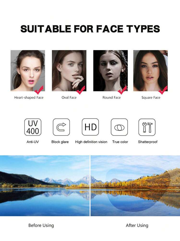 一副椭圆形小框时尚女式眼镜，休闲百搭，适合夏季海滩、户外活动和旅行。 - 白色 - 查看 4