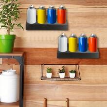 4-Can Metal Wall Mounted Spray Bottle Rack, Black Painted Finish, Hanging Storage Organizer Suitable For Various Room Types, Practical Storage/Organization Rack For Garage, Workshop