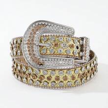 1 Fashion Temperament Full Diamond Rhinestone European And American Style Y2K Belt Belt Women's Decoration With Pants Fashion Versatile Colored Diamond Belt Party Banquet Gift - 藍色 - 查看 5