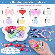 320g 8-Color Random Mixed Acrylic Beads For DIY Jewelry Making, Includes Flower, Bow, Heart, Bear Charms, Suitable For Bracelets, Necklaces, Phone Chains, Keychains, Stickers