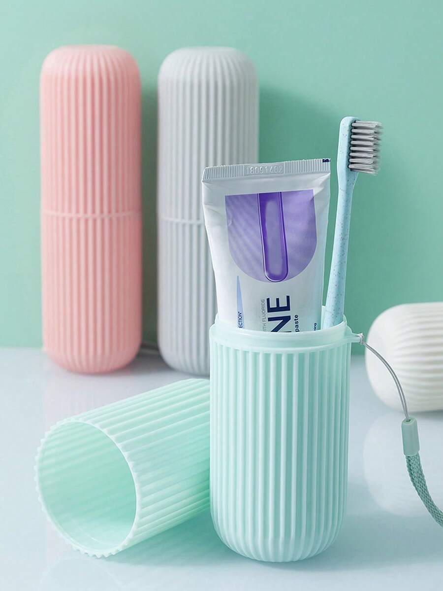 1pc Travel Toothbrush Storage Box, Portable Dust-Proof Toothbrush, Toothpaste, Toiletry Storage Box For Travel, Camping, Rinsing Cup