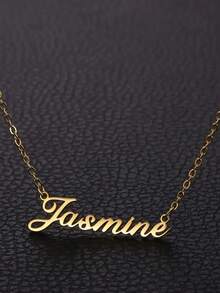 1pc Personalized Minimalist Elegant DIY Name Necklace Stainless Steel Choker - Customized Name Stainless Steel Necklace (English Only), Fashion, Autumn Style, Retro, Minimalist, Soccer Mom - Multicolor - View 3