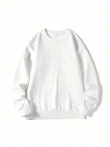 Christmas Outfit Womenchristmas Outfit WomenMen's Solid Color Pullover Sweatshirt, Casual Everyday Wear, For FallLoose And Comfortablewomen Winter Clotheswinter Clothes For Women - 白色 - 查看 3