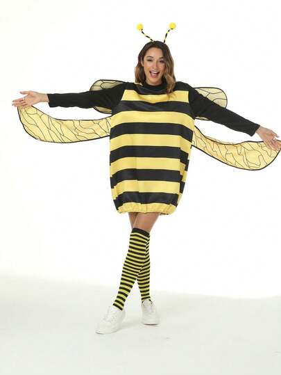 3 Pieceswomen's Bee Ladybug Costume Party Dress Carnival Halloween Bee Costume, Suitable For Carnivals, Parties And Events - Comfortable And Easy-To-Wear Costume (Party Style), Perfect For Halloween Carnival Parties, Christmas And Marigus Day