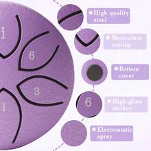 1 pieza Tambor etéreo de 3 pulgadas y 6 tonos, mini tambor de lengüeta de acero, tambor de lluvia para exteriores, instrumento profesional para adultos principiantes para una fácil introducción a la percusión, disponible en varios colores, sonido claro, adecuado para meditación, enseñanza, entretenimiento, etc., y también hace un excelente regalo.