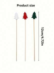 100 pièces Bâtonnets de fourchette de décoration d'arbre de Noël, de fruits colorés en bambou. Bâtonnets de décoration de boissons, bâtonnets à remuer, bâtonnets de décoration de gâteau de Noël créatifs. Cure-dents pour la dégustation d'aliments, convient pour la décoration de fêtes et de festivals.