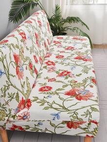 1 件装饰折叠沙发床罩，牛奶丝面料，防滑弹性通用型 3 座，花卉印花，4 种颜色，完美适合折叠沙发床，适合春季、夏季、秋季、冬季 - 彩色 - 查看 2