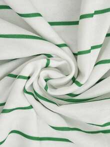 女士休闲黑白条纹长袖卫衣，舒适简约风格，适合秋冬季穿着 - 綠色 - 查看 5