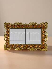 1pc European Style Rose Flower Switch Sticker, Double Switch Cover, Wall Decal, Suitable For Halloween, Christmas, And Home Decor - Gold Frame - View 16