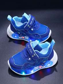 MGO Kidss MGO Kids 2025 Spring & Autumn New Dinosaur Light Up Shoes, Breathable Anti-Slip Sports Shoes, Boys' Mesh Lightweight Casual Shoes, Suitable For 1-6 Years Old Toddlers - Blue - View 3