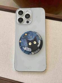 Niche Fashion Black Cat Magnetic Phone Holder, Foldable & Telescopic Phone Stand, Multi-Functional Support Bracket Compatible With IPhone, Android Phone, Gift For Birthday, Family, Friends Push-Pull Phone Grip Phone Accessories