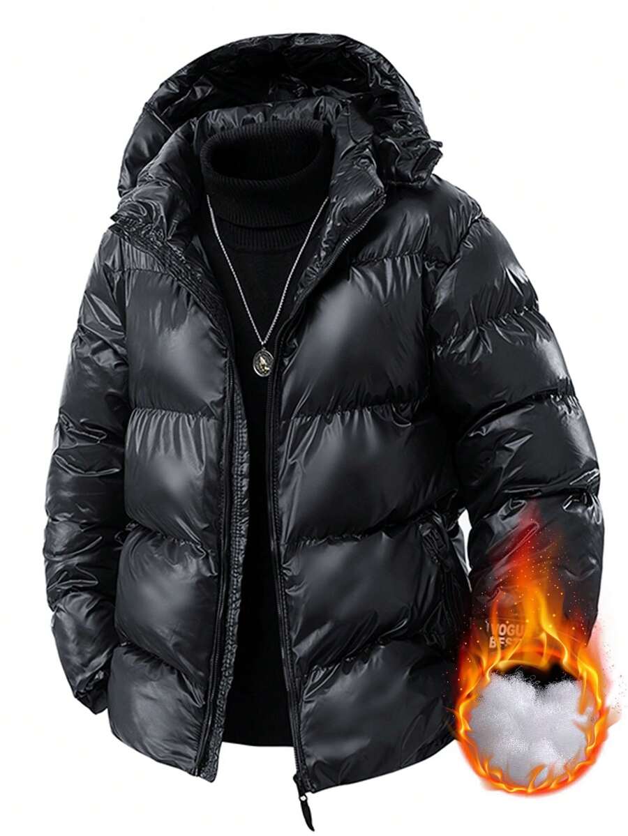 Men's Hooded Black & Gold Sweatshirt, Thick Casual Loose Fit Jacket, Versatile Sportswear For Autumn/Winter