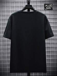 Men's Black Cotton T-Shirt, Modern Style - White - View 8