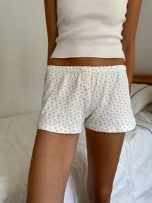 Women's Y2k Low Rise Pajama Shorts Floral Striped Print Summer Boxer Lounge Shorts With Comfy Elastic Waist Casual PJs Bottoms Cute Slim Fit Mini Boy Shorts Loungewear Sleepwear - 淺藍色 - 查看 2
