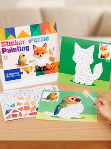 8 件 3D 几何形状拼贴动物和车辆贴纸，儿童 DIY 手工贴纸玩具，创意手工用品，男孩和女孩手工活动套件，适合作为圣诞礼物。