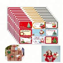 90pcs/Pack Self-Adhesive Christmas Gift Labels Stickers, Santa Claus, Snowman, Christmas Tree, Deer, Christmas, Birthday, Wedding, Holiday Decoration Gift Tags For Christmas Gifts To Friends