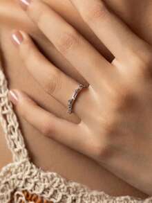 MODIAN 925 Sterling Silver Original Design Rings Simple Double Layer Line Round Clear CZ Finger Rings For Women Fine Jewelry - Silver - View 2