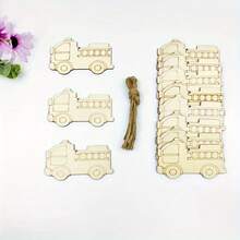 10pcs Wooden DIY Craft Fire Truck Shapes, Suitable For Painting, Graffiti Art And Home Decor - Great For Weddings, Birthdays And Parties