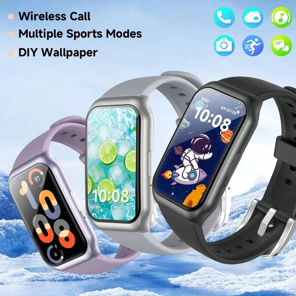 SIMSONLAB Nouveau bracelet intelligent écran tactile de 1,45 pouce, étanche IP65, multifonctionnel, connectivité Bluetooth, compatible avec Android et iOS