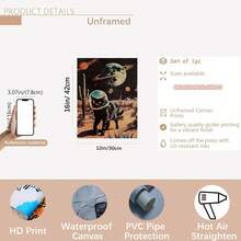 【复古太空宇航员海报】复古太空宇航员与黑猫帆布艺术印刷品，现代复古风格动物主题装饰艺术海报，可选画框，喷墨印刷，适用于客厅、卧室、家庭办公室、浴室、厨房等空间，室内/室外四季皆宜，带框墙面装饰 - 彩色 - 查看 15