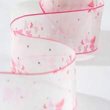 水钻雪纺丝带领结发饰，花店花束包装材料丝滑雪纱丝带带银点情人节