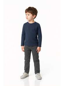 Calça Tradicional Sarja com 3% de Lycra Slim Masculino 1 ao 16 - Cinza - Visão 3