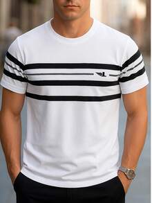 DAMAI MEN'S FASHION Short Sleeve Men's T-Shirt With Round Neck, Ideal For Everyday Use - trắng - Xem 1