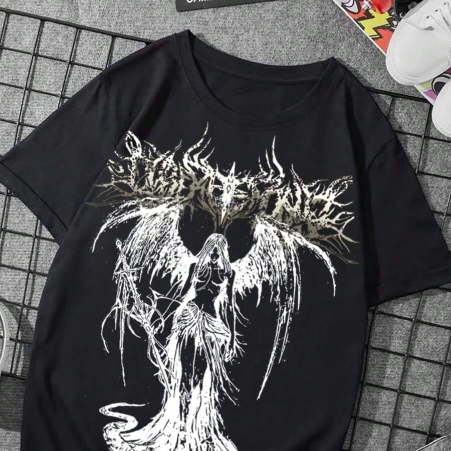 Unisex "Gothic Dark Aesthetic" T-Shirt - 黑色 - 查看 1