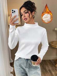 Turtleneck Long Sleeve Pullover High Neck Sweatshirt Slim Fit Basic Casual T-Shirt Top