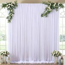 Set de 4 cortinas blancas transparentes de 160*250cm para fiestas, bodas; cortinas de gasa transparentes para decoración de fiestas de cumpleaños, fondos de photobooth, decoraciones de primavera y verano