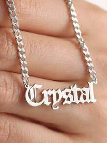 Dây chuyền thép không gỉ NK tùy chỉnh, Unisex, Thích hợp trang trí Halloween, quà Giáng sinh, trang sức thời trang, mặt dây chuyền khắc tên cá nhân, trang sức Hip Hop, dây chuyền vàng & bạc, dây chuyền khắc tên tùy chỉnh, quà sinh nhật, quà tặng bạn bè và người yêu, bạc thời trang, trang sức dành cho nữ - Bạc - Xem 5