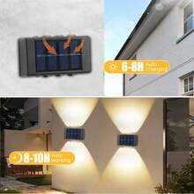 1/2pcs Warm/White 8LED Solar Powered Garden Lights, Indoor Decorative Wall Lights With Convex Lens, Outdoor Fence Lights, Stair Lighting, Wall Decor Lights, IP44 Household LED Landscape Lights, Suitable For Outdoor, Yard, Villa, Fence, Patio, Garden - 8LED-wall Light - View 11