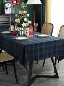 1pc Green Plaid Tablecloth, Classic Nordic Style Dining Table Decor, Suitable For Christmas, New Year Party, Dining Table, Coffee Table, Wedding, Home Decor
