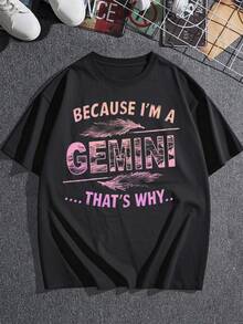 Camiseta de mujer con estampado de constelación de Géminis, camiseta de algodón suave, diseño de moda, top casual de manga corta, adecuada para uso diario, un regalo único para su estilo de moda, tela cómoda y transpirable, disponible en varios tamaños. - Negro - Ver 3