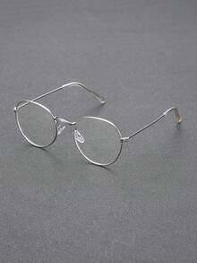 一副金属几何基础款眼镜，精致高品质透明眼镜，男士适用，适合作为节日礼物、商务、休闲、学校郊游等场合佩戴。 - 無色 - 查看 1