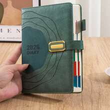 Libro de planificación 2026 - Con planificación diaria, páginas reforzadas y cubierta dura reforzada - Planificador de gestión del tiempo - Oficina, regalos de Año Nuevo o cumpleaños para adultos, apariencia exquisita, cierre con hebilla de metal - A5 - Ver 13