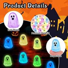 20 Pcs Halloween Luminous Mini Resin Ghost Figures Glow In The Dark Tiny Little Ghost Statue Miniature Figurines For Halloween Crafts Vase Filler Micro Landscape Fairy Garden Party Decor