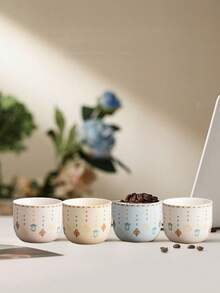 1 pieza Taza de cerámica con diseño de estrella y luna, taza con patrón de farolillo, taza de té rústica hecha a mano, regalo de cumpleaños creativo, vajilla para cafetería y restaurante